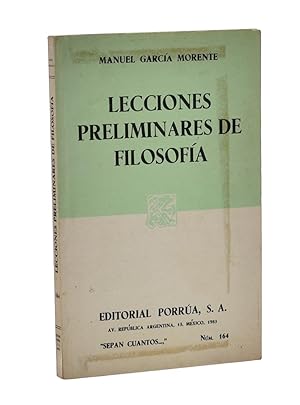 Image du vendeur pour LECCIONES PRELIMINARES DE FILOSOFA mis en vente par Librera Monogatari