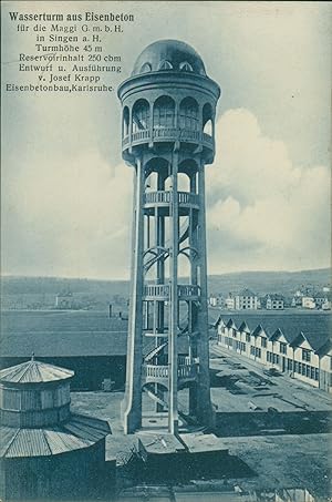 Ansichtskarte (a63 ) Baden-Württemberg Karlsruhe um 1910 Wasserturm aus Eisenbeton für Maggi GmbH