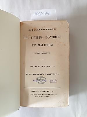 Bild des Verkufers fr De finibus bonorum et malorum. Libri quinque. zum Verkauf von Versand-Antiquariat Konrad von Agris e.K.