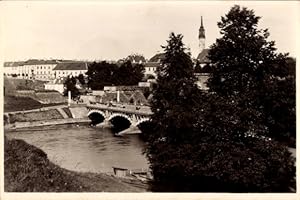 Ansichtskarte / Postkarte Narva Narwa Estland, Brücke, Kirchturm