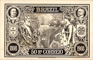 Ansichtskarte / Postkarte Brasilien, 50 Reais Correio, Don Carlos de Portugal, Alfonso Penna