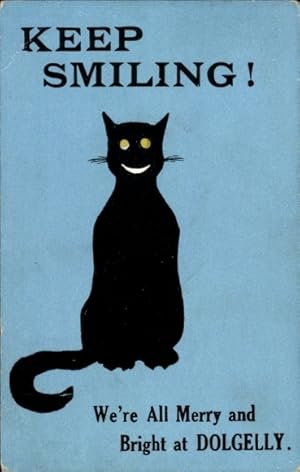 Ansichtskarte / Postkarte Lächelnde schwarze Katze