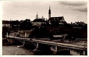 Ansichtskarte / Postkarte Narva Narwa Estland, Brücke, Kirchturm