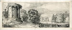 Bild des Verkufers fr Antique Master Print-TIVOLI-SIBYL TEMPLE-LANDSCAPE-Van de Velde (II)-1615 zum Verkauf von Pictura Prints, Art & Books