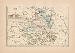 1892 France, Indre, Carta geografica, Old map, Carte géographique ancienne