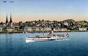 Ansichtskarte / Postkarte Luzern Stadt Schweiz, Dampfer, Fahne