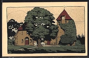 Steindruck-Ansichtskarte Thomasburg /Lüneburger Heide, Kirche anno 1059