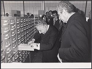 Presidente della Repubblica Giovanni Leone inaugura la Nuova Biblioteca Nazionale, Roma 1975, Fot...