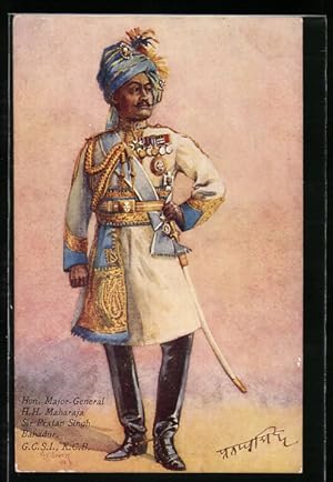 Künstler-Ansichtskarte Indien, Major-General Sir Pratap Singh in Uniform