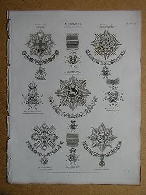 Heraldry: Orders of Knighthood. Engraving.