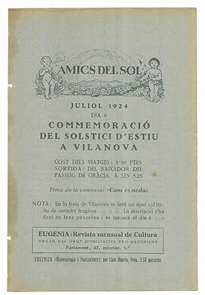 Amics del Sol. Juliol 1924 dia 6 Commemoració del Solstici d'Estiu a Vilanova.