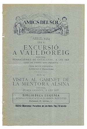 Amics del Sol. Abril 1924 dia 6 Excursió a Valldoreig,.