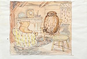 Bild des Verkufers fr Original artwork for Winnie-the-Pooh: "For some time now Pooh had been saying 'Yes' and 'No' in turn, with his eyes shut, to all that Owl was saying". zum Verkauf von Peter Harrington.  ABA/ ILAB.