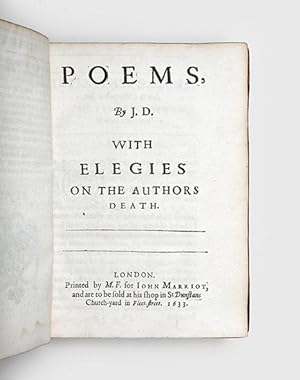 Seller image for Poems. With Elegies on the Authors Death. [With] Juvenilia, or certaine Paradoxes, and Problemes. for sale by Peter Harrington.  ABA/ ILAB.