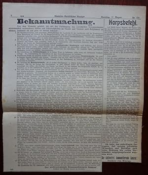 Bekanntmachung und Korpsbefehl vom 15. August 1914 an.