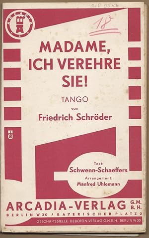 Seller image for Madame, ich verehre Sie. Tango (= Arcadia). Salonorchester. 15 Stimmen. for sale by Antiquariat Bcherstapel