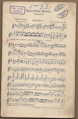 Seller image for Operetten-Revue, Op. 171. Humoristisches Potpourri mit berlegtem Text. Salonorchester. 23 Stimmen. for sale by Antiquariat Bcherstapel
