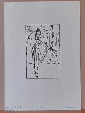 Tuschezeichnung "Carl Maria von Weber" nach einer Zeichnung v. Aubrey Beardsley