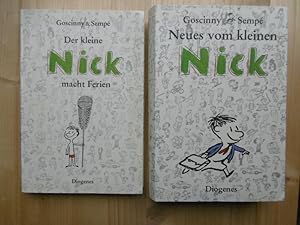 Bild des Verkufers fr Der kleine Nick macht Ferien. Smtliche Urlaubsgeschichten in einem Band. (Deutsch von Hans Georg Lenzen.) / Neues vom kleinen Nick. Achtzig prima Geschichten vom kleinen Nick und seinen Freunden. /Deutsch von Hans Georg Lenzen). -- [2 Bnde] zum Verkauf von Antiquariat Steinwedel