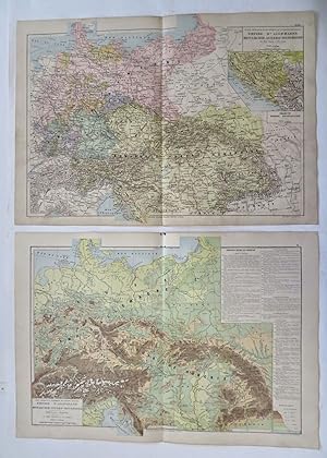 Central Europe German Empire Austria-Hungary 1902 Belin Lot x 2 detailed maps