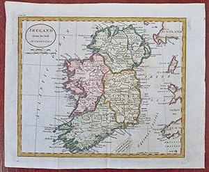 Ireland Dublin Derry Waterford Kilarney Galway Limerick c. 1797 map hand color