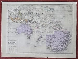 Oceania Australia New Zealand Indonesia Polynesia Hawaii 1902 Belin map