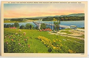 Bild des Verkufers fr Sunset View Showing Highway Bridge over Douglas Lake between Dandridge and Newport, Tenn. - Postcard zum Verkauf von Argyl Houser, Bookseller