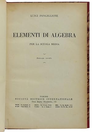 ELEMENTI DI ALGEBRA PER LA SCUOLA MEDIA.: