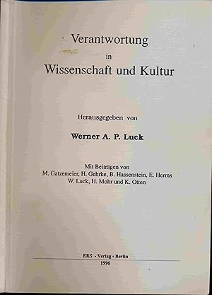 Seller image for Verantwortung in Wissenschaft und Kultur. for sale by Versandantiquariat  Rainer Wlfel