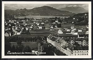 Ansichtskarte Klagenfurt, Ortsansicht gegen den Wörthersee mit Dobratsch