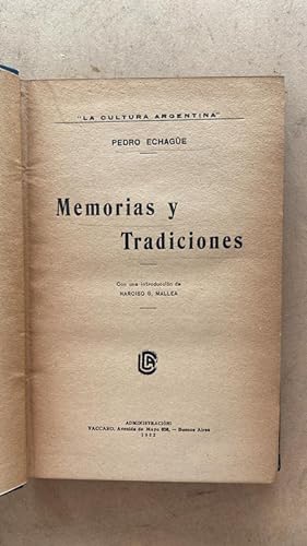 Bild des Verkufers fr Memorias y tradiciones zum Verkauf von International Book Hunting