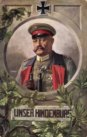 Passepartout Künstler Ansichtskarte / Postkarte Fischer, Generalfeldmarschall Paul von Hindenburg...