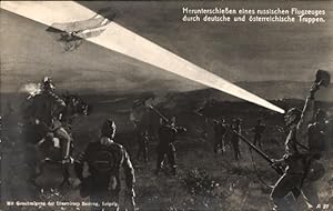 Ansichtskarte / Postkarte Herunterschießen eines russischen Flugzeuges durch deutsche und österre...