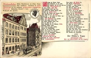 Gedicht Litho Nürnberg in Mittelfranken Bayern, Mohrenkeller, Der Müller's Franz