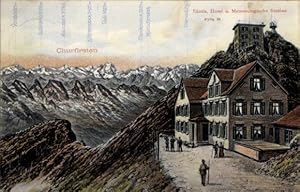 Ansichtskarte / Postkarte Schweiz, Churfirsten, Säntis, Hotel und Meteorologische Station