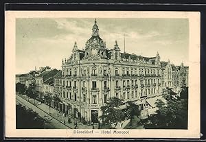 Ansichtskarte Düsseldorf, Hotel Monopol, Strassenpartie