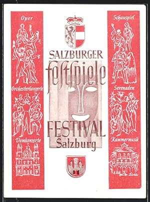 Bild des Verkufers fr Knstler-Ansichtskarte Salzburg, Salzburger Festspiele 1947, Oper, Schauspiel, Kammermusik zum Verkauf von Bartko-Reher