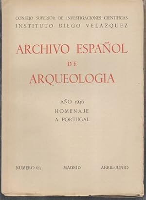 ARCHIVO ESPAÑOL DE ARQUEOLOGIA VOL. XIX AÑO 1946 Nº 63 HOMENAJE A PORTUGAL