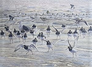 David Bennett - EXPOSED MUD ON THE THAMES [with Waders, watercolour]