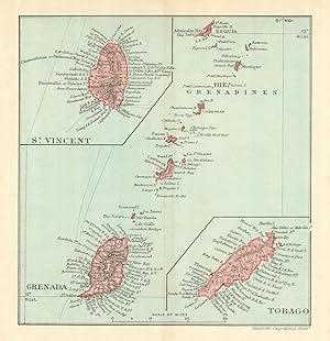 Grenada; Inset maps of St. Vincent; Tobago