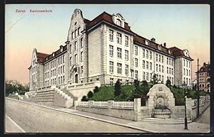 Ansichtskarte Zürich, Strassenpartie an der Kantonsschule