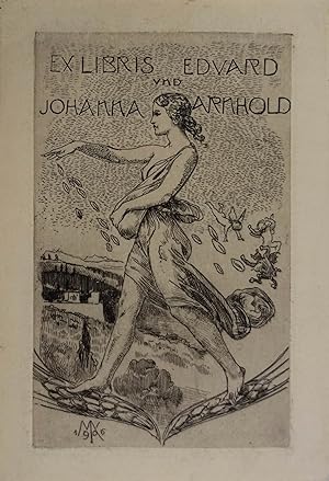 Image du vendeur pour Exlibris Johanna Arnhold. Radierung, links unten in der Platte monogrammiert u. dat. 1906, 10,6 x 6,6 cm mis en vente par Antiquariat Johannes Mller