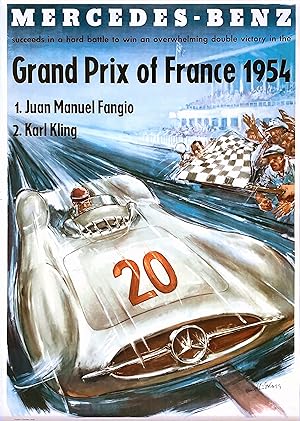 Original Vintage Poster - Mercedes-Benz Grand Prix of France 1954