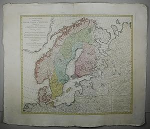 Seller image for Scandinavia complectens Sveciae, Daniae et Norvegiae regna ex novissimis subsidiis delineata et ad leges projectionis stereographicae legitimae reducta ab Augusto Gottlob Behmio electoris saxoniae cohortis architecton milit. mathematico, Societatis oeconomicae Lipsiensis membro honorario et Societatis cosmographiae sodali. for sale by Daniel Thierstein