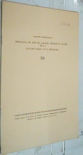 Imagen del vendedor de Biografa de Jos de Sarabia, presunto autor de la Cancin Real a una mudanza. Separata a la venta por Librera La Candela