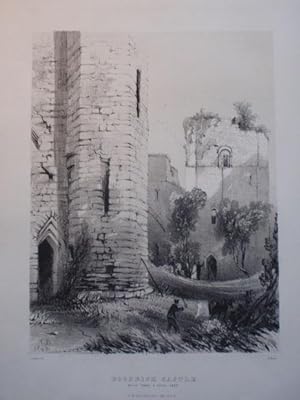 Original Antique Lithograph Illustrating a View of the Watch Tower & Saxon Keep at Goodrich Castl...