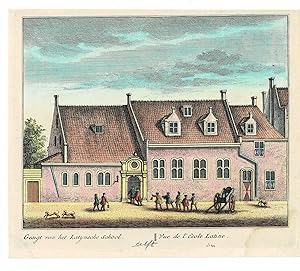 Gesigt van het Latynsche school. // Vue de l'Ecole Latine. ORIGINAL HAND-COLORED PRINT PICTURING ...