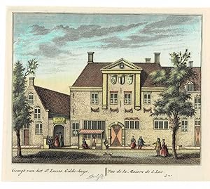 Gesigt van het St. Lucas Gilde-huys. // Vue de la Maison de S. Luc. ORIGINAL HAND-COLORED PRINT P...