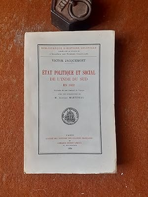 Etat politique et social de l'Inde du Sud en 1832 - Extraits de de son Journal de Voyage