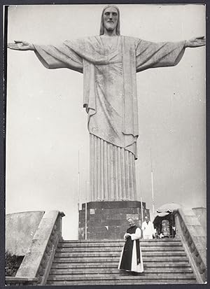Brasile 1960, Rio de Janeiro, Statua Cristo Redentore, Fotografia vintage